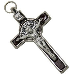4.5 &quot;(9cm) Sint Benedictus Metalen Kruisbeeld. Sint Benedictuskruis. Ingelegde Sint Benedictus medaille .