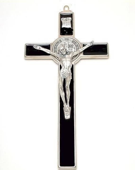 Crucifix En Métal Émaillé Croix Religieuse Catholique - Décoration Murale Prière Et Bénédiction