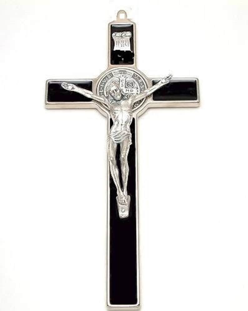 Large 820cmssaint Benedict Metal Crucifix. Wall Etsy