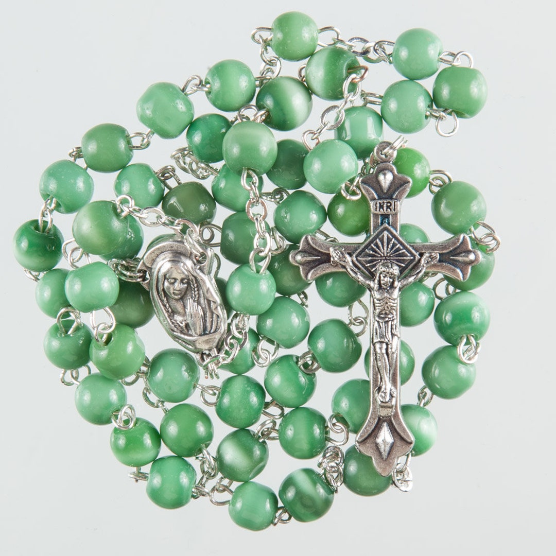 Green Rosary Beads. Hand Made Rosary Beads. Strong and Tactile Rosary