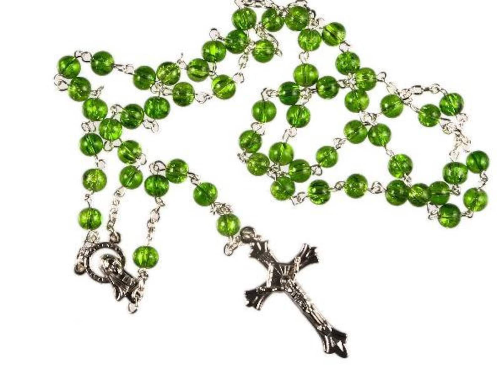 Green Glass Bead Rosary Beads. Hand Made Rosary Beads. Irish Etsy