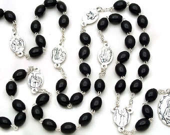 Dolor Rosary Beads. Our Lady of Seven Sorrows Rosary. Black Glass Bead Hadd Made Rosary