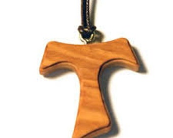 Andreaskreuz Glabe Geschenk Anhänger Tau Kreuz aus Holz mit Lederriemen 