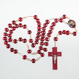 Our Lady of Perpetual Succour Rosary Beads. Strong rope wood Rosary Beads.