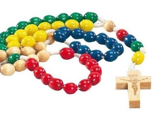 Missionary Wood Rosary Beads With Strong Cord Rope Rosary