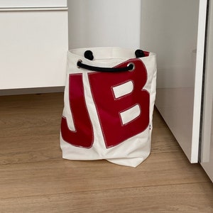 Laundry Bag Upcycled Sail  Bathroom Laundry Hamper Personalised Laundry Bag Home Decor Bathroom Decor Sailcloth  beach garden bag