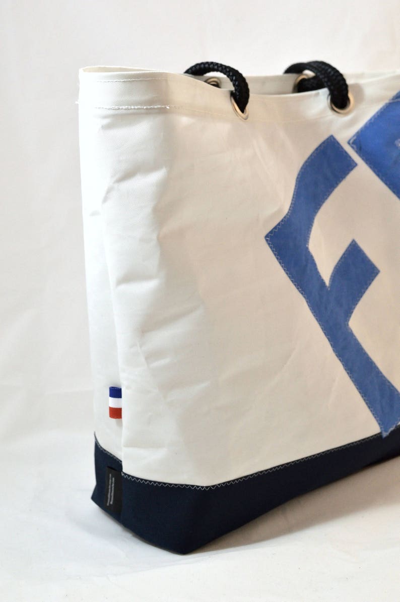 Upcycled Bag Recycled main sail tote Bag Custom Order Monogram Personalised SailBag Sustainable Travel Bag Women image 4