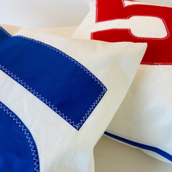 Upcycled Sailcloth Pillow Cover: Personalized Nautical Decor, Handmade in France