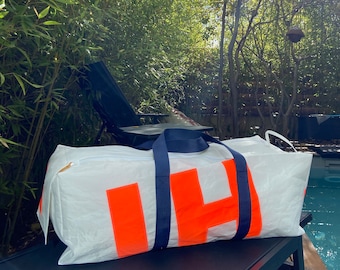 XL Upcycled Sailcloth Duffle Bag: Handmade Travel Bag