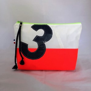 Borsa per cosmetici, beauty case, astuccio in vela riciclata, astuccio per matite, uomo, donna, bambino