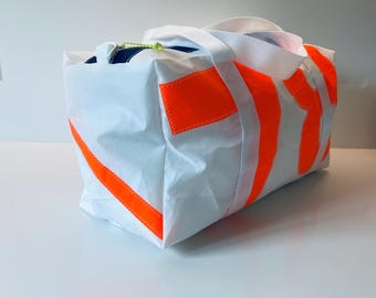 Personalized Upcycled Sailcloth Duffle Bag: Handmade Travel Gym Bag