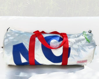 Upcycled Sail Cloth Duffle Bag: Personalized Zero Waste Travel Bag