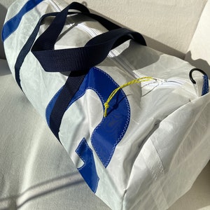 Upcycled Sail Cloth Duffle Bag Personalised Zero Waste Sports Duffel Bag Travel Bag Personalised gift