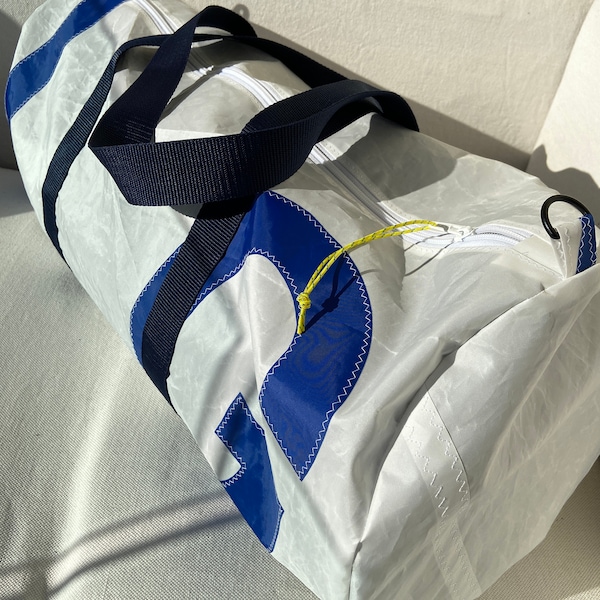 Upcycled Sail Cloth Duffle Bag Personalised Zero Waste Sports Duffel Bag Travel Bag Personalised gift