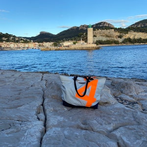 UPCYCLED Segeltasche Große Einkaufstasche Reißverschlusstasche Recycled Sail Cordura Umhängetasche PERSONALIZED Große Strand Pool Tasche Frau Geschenk