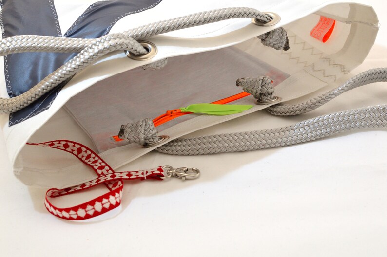 Sea Bags Recycled Sail Cloth Tote - Paw Print Design, Durable, Water-Resistant, Made In Maine - View #5