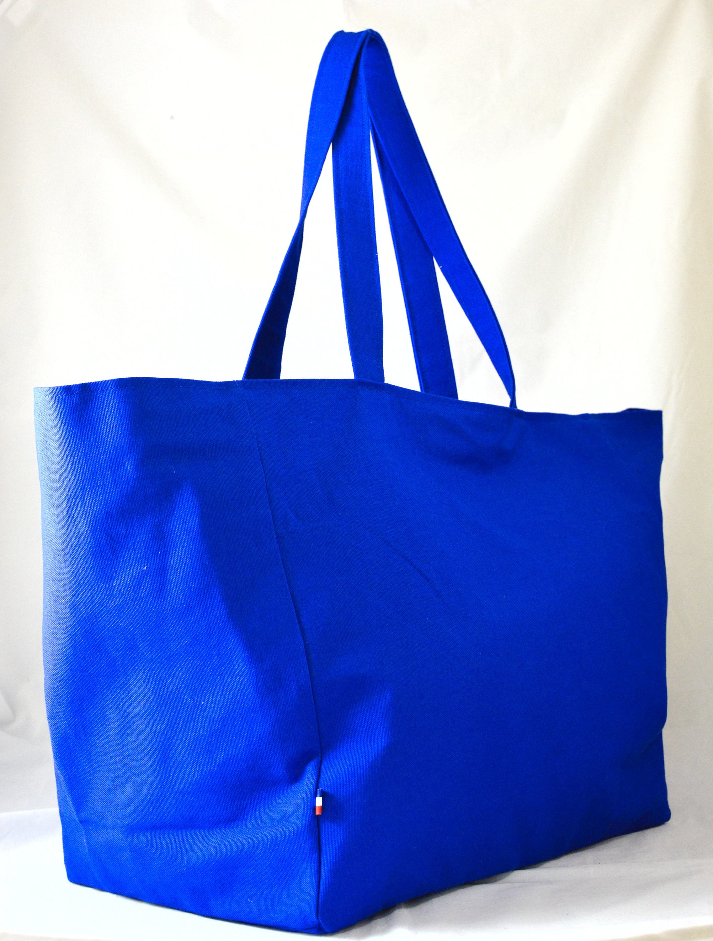 BIG BLUE BAG Canvas Tote Handcrafted Very Large Beach Bag - Etsy