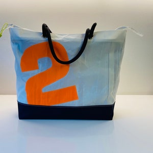 UPCYCLED Segeltasche Große Einkaufstasche Reißverschlusstasche Recycled Sail Cordura Umhängetasche PERSONALIZED Große Strand Pool Tasche Frau Geschenk