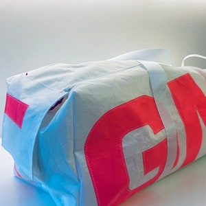 XL Reisetasche Seesack Upcycled Sail Tuch Quadratische Reisetasche 2 Reißverschlüsse Zero Waste Sport Duffel Segeltasche Reisetasche Personalisiertes Geschenk