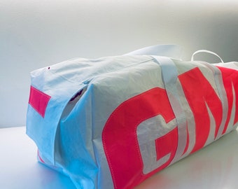 XL Upcycled Sailcloth Duffle Bag: Handmade Square Travel Bag