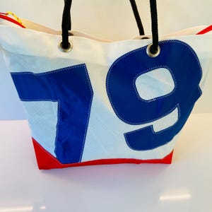 UPCYCLED Sailbag Large Tote Zipper Bag Recycled Sail Cordura Shoulder Bag PERSONALISED Large Beach Bag Woman gift