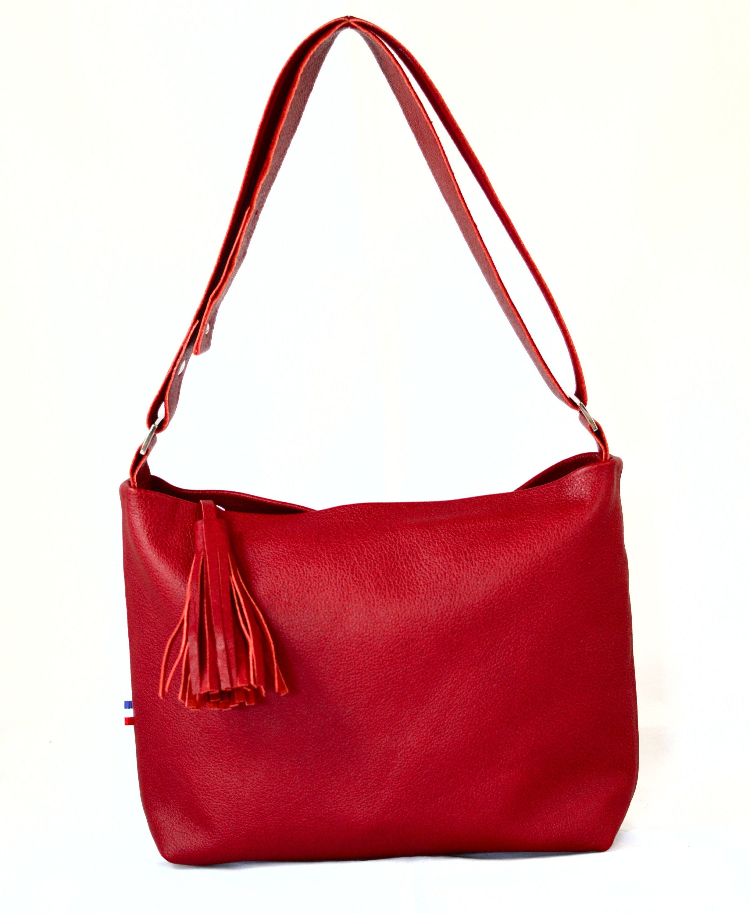 Red Leather Crossbody Shoulder Bag Handmade Large Handbag or Etsy