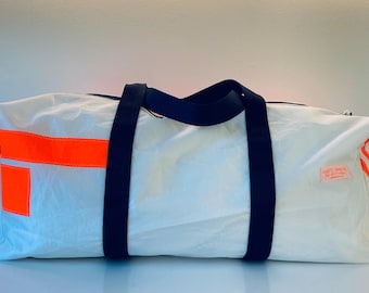 Upcycled Sail Cloth Duffle Bag: Large Zero Waste Travel Sports Bag
