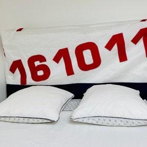 Upcycled Sail Cloth Headboard Cover Personalised Zero Waste Handmade  Personalised gift