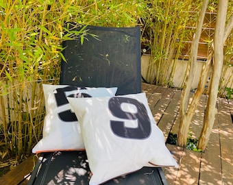 Sail Pillow Cover Upcycled Sailcloth Outdoor Throw Pillow Case Personalized Gift for Him Unique Birthday Gifts