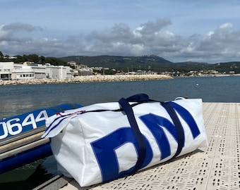 XL Upcycled Sailcloth Duffle Bag: Handmade Travel Bag