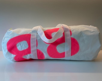 Personalized Recycled Sailcloth Duffel Bag – Eco-Friendly Gym or Travel Bag – Handmade in France – Upcycled Zero Waste Gift