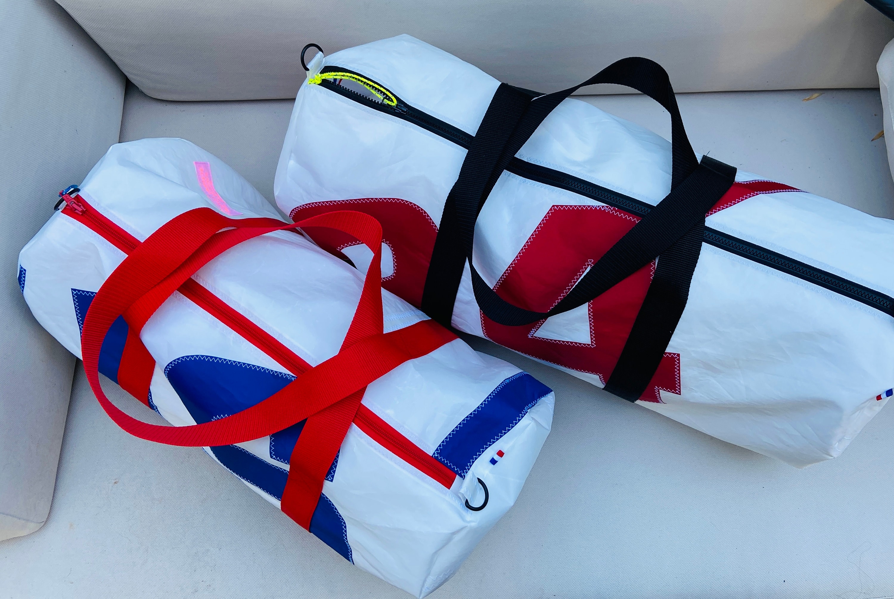 MEDIUM Upcycled Sail Cloth Duffle Bag Personalised Zero Waste Sports Duffel Bag Travel Bag Personalised gift