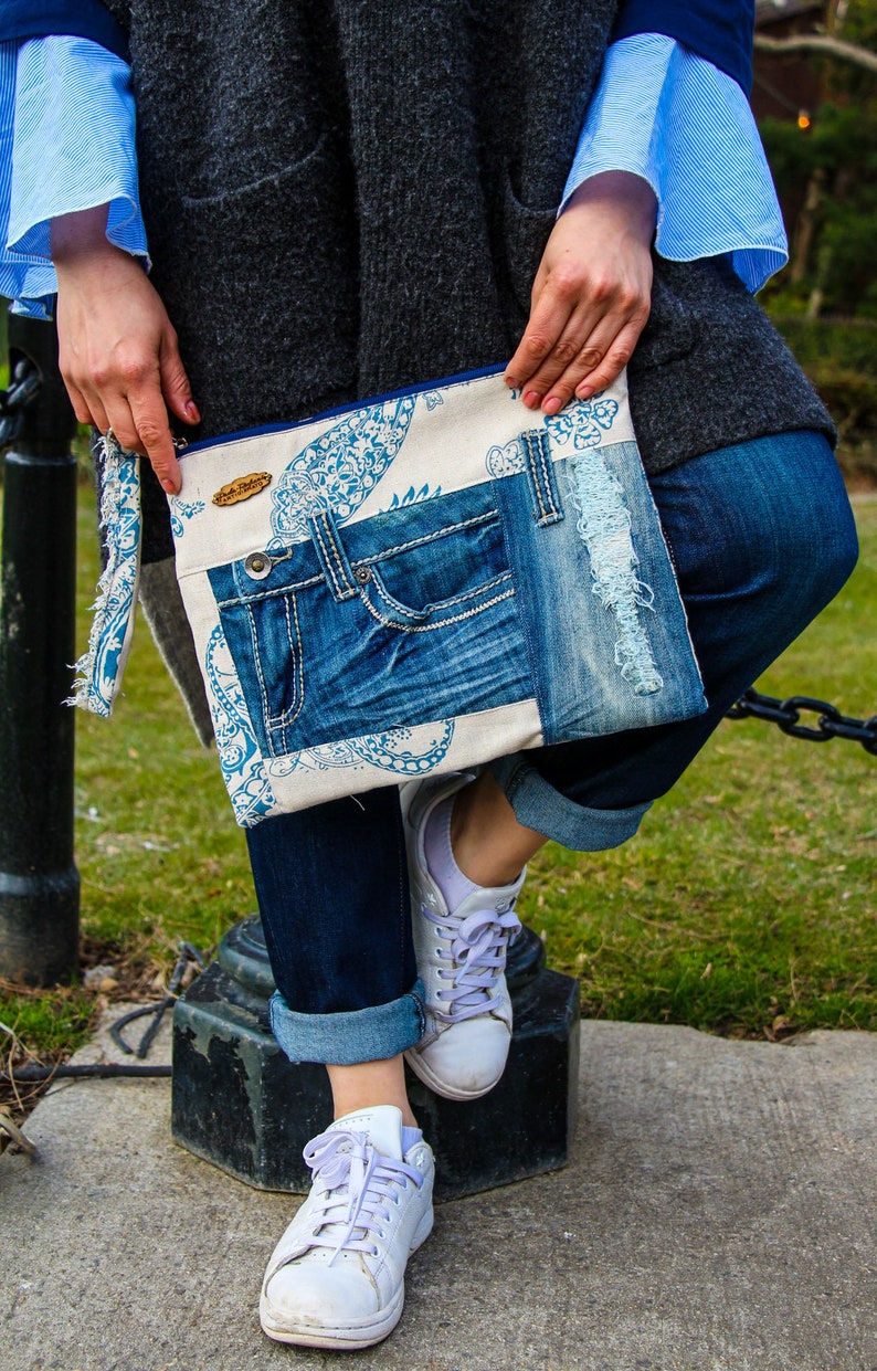 Ziptop Handmade Table Bag. Laptop Bag Salvaged Linen and Etsy