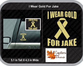 I wear Gold Decal - Childhood Cancer Awareness Ribbon Decal, car window sticker