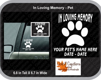 In Loving Memory Pet Decal Window Sticker