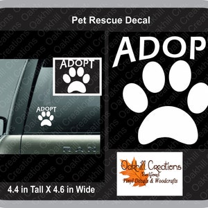 Pet Paw Rescue Adopt Window Sticker Decal