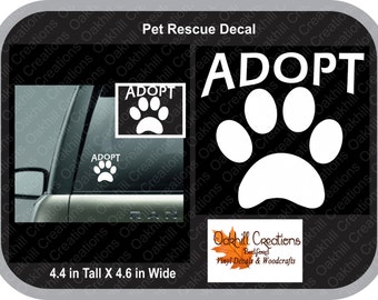 Pet Paw Rescue Adopt Window Sticker Decal