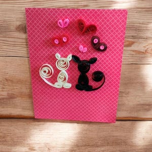 Carte de voeux d'anniversaire de la Saint-Valentin faite main chats amoureux