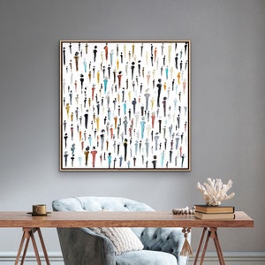People Art, Abstract People Wall Art, People Together Art Print, huge wall art, Abstract Colorful wall art, Giclee, 24x24, 36x36
