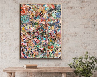 Huge Colorful Abstract Wall Art, Abstract Modern Art, Giclee Canvas Print Horizontal Art, SallieO