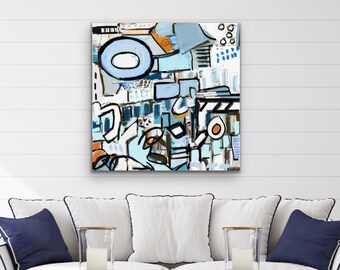 Beach Abstract Art, Modern Coastal Painting, Contemporary Ocean Art, Coastal Living Canvas Print, Abstract Wall Art,