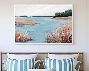 Wild Flowers Coastal Wall Art, Beach Art, Modern Coastal Home Decor, Art Print, Moss Rose Lane, Seascape Canvas Print, Coastline,