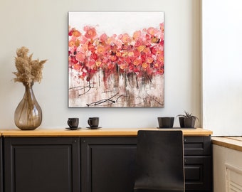 Abstract Floral Wall Art, Desert Rose and Pink Painting, Wrapped Canvas Giclee Print, Museum Quality Art, SallieO