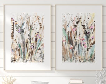 Cattails, Fine Art Print set of 2, Landscape Painting, Grass, watercolor landscape painting, Sallie Otenasek,