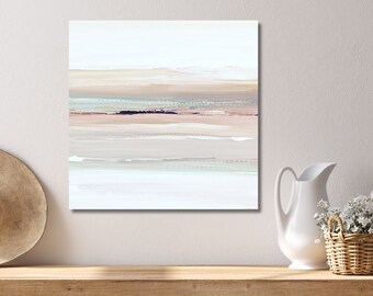 Coastal Wall Art, Muted Tone Landscape Art Print, Modern Coastal Home Decor, Minimal Seascape Painting, Gran Canaria Wrapped Canvas