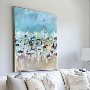 Abstract Landscape Wall Art Shipped To You FREE Colorful Seascape Art Print based on Original Art by SallieO, Square 24x24, 36x36, 40x40