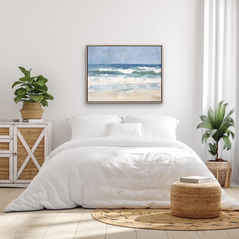 Ocean Waves Crashing Wall Art: Modern Beach House Decor, Minimalist Coastal Painting - Museum Quality Giclee Print - "High Tide" image 9