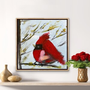 Cardinal Bird Art, Red Cardinal Print, Modern Farmhouse Art, Bird Lover Art, Gift for Bird Lover, Bird Collectors, Original Art by SallieO image 2