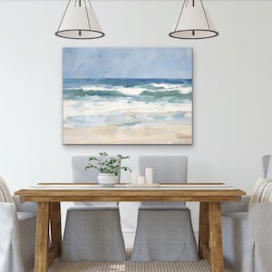Ocean Waves Crashing Wall Art: Modern Beach House Decor, Minimalist Coastal Painting - Museum Quality Giclee Print - "High Tide" image 8