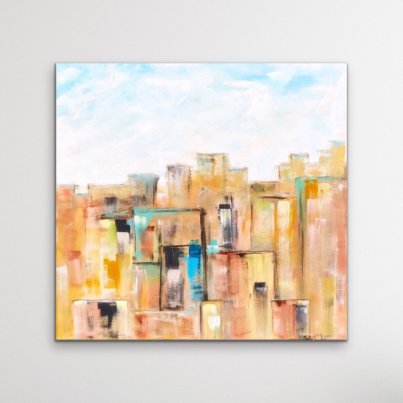 Large Abstract Art Wood Wall Art City Skyline New York Etsy